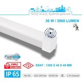 Teletek LED Etanj 36W Radar Hareket Sensörlü Aydınlatma - Otopark, Depo ve Garaj Tipi - Su Geçirmez Tavan Lambası - BEYAZ GÖVDE - 6500K - Beyaz