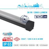 Teletek LED Etanj 36W Radar Hareket ve Acil Durum Kitli - Otopark, Depo ve Garaj Tipi - Su Geçirmez Tavan Lambası - SİYAH GÖVDE - 3000K - Gün Işığı
