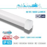 Teletek LED Etanj 60W Acil Durum Kitli Aydınlatma - Otopark, Depo ve Garaj Tipi - Su Geçirmez Tavan Lambası - BEYAZ GÖVDE - 3000K - Gün Işığı