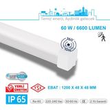 Teletek LED Etanj 60W Radar Hareket Sensörlü Aydınlatma - Otopark, Depo ve Garaj Tipi - Su Geçirmez Tavan Lambası - BEYAZ GÖVDE - 4000K - Ilık Beyaz