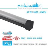 Teletek LED Etanj Aydınlatma 36W - Otopark, Depo ve Garaj Tipi - Su Geçirmez Tavan Lambası - SİYAH - 4000K - Ilık Beyaz