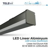Teletek Siyah Kasa Acil Durum Hareket Sensörlü Lineer 60W LED Armatür, Modern LED Sarkıt Aydınlatma - 6500K - Beyaz
