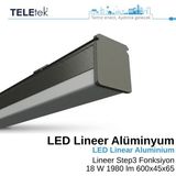 Teletek Siyah Kasa Hareket Acil Durum ve Radar Hareket Sensörlü Lineer 18W LED Armatür, Modern LED Sarkıt Aydınlatma - 3000K - Gün Işığı