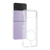 Telezone Samsung Galaxy Z Flip 4 Kılıf Magsafe Özellikli Şık Celes Premium Şeffaf Sert Kapak