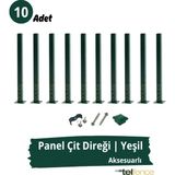 Telfence Panel Çit Direği , Montaj Aksesuarları Dahil - 10 Adet - 75 Cm - Yeşil