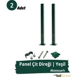 Telfence Panel Çit Direği , Montaj Aksesuarları Dahil - 2 Adet - 75 Cm - Yeşil