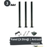 Telfence Panel Çit Direği , Montaj Aksesuarları Dahil - 3 Adet - 120 Cm - Antrasit