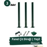 Telfence Panel Çit Direği , Montaj Aksesuarları Dahil - 3 Adet - 120 Cm - Yeşil