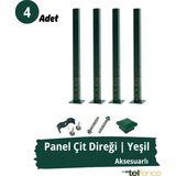 Telfence Panel Çit Direği , Montaj Aksesuarları Dahil - 4 Adet - 100 Cm - Yeşil
