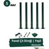 Telfence Panel Çit Direği , Montaj Aksesuarları Dahil - 5 Adet - 100 Cm - Yeşil