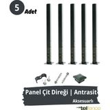 Telfence Panel Çit Direği , Montaj Aksesuarları Dahil - 5 Adet - 50 Cm - Antrasit