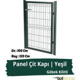 Telfence Panel Çit Kapı , Bahçe Kapısı - Göbek Kilitli - 99 x 120 Cm - Yeşil