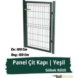 Telfence Panel Çit Kapı , Bahçe Kapısı - Göbek Kilitli - 99 x 150 Cm - Yeşil