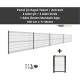 Telfence Panel Çit Takım 11 Metre ( 4 Çit + 4 Direk + Mandallı Kapı ) Avantaj Paketi Bahçe Çiti - 100 x 1100 Cm - Antrasit