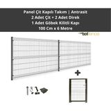 Telfence Panel Çit Takım 6 Metre ( 2 Çit + 2 Direk + Göbek Kilitli Kapı ) Avantaj Paketi Bahçe Çiti - 100 x 600 Cm