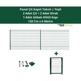 Telfence Panel Çit Takım 6 Metre ( 2 Çit + 2 Direk + Göbek Kilitli Kapı ) Avantaj Paketi Bahçe Çiti - 120 x 600 Cm