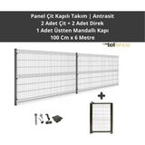 Telfence Panel Çit Takım 6 Metre ( 2 Çit + 2 Direk + Mandallı Kapı ) Avantaj Paketi Bahçe Çiti - 100 x 600 Cm - Antrasit