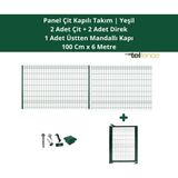 Telfence Panel Çit Takım 6 Metre ( 2 Çit + 2 Direk + Mandallı Kapı ) Avantaj Paketi Bahçe Çiti - 100 x 600 Cm - Yeşil
