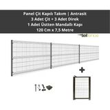 Telfence Panel Çit Takım 8,5 Metre ( 3 Çit + 3 Direk + Mandallı Kapı ) Avantaj Paketi Bahçe Çiti - 120 x 850 Cm - Antrasit