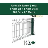 Telfence Panel Çit Takımı (1 Çit + 1 Direk ) Avantaj Paketi Bahçe Çiti - 100 Cm x 250 Cm - Yeşil