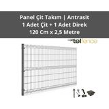 Telfence Panel Çit Takımı (1 Çit + 1 Direk ) Avantaj Paketi Bahçe Çiti - 120 Cm x 250 Cm - Antrasit