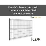 Telfence Panel Çit Takımı (1 Çit + 1 Direk ) Avantaj Paketi Bahçe Çiti - 75 Cm x 250 Cm - Antrasit