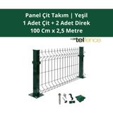 Telfence Panel Çit Takımı ( 1 Çit + 2 Direk ) Avantaj Paketi Bahçe Çiti - 2,5 Metre - 100 x 250 Cm - Yeşil