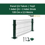 Telfence Panel Çit Takımı ( 1 Çit + 2 Direk ) Avantaj Paketi Bahçe Çiti - 2,5 Metre - 120 x 250 Cm - Yeşil