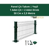 Telfence Panel Çit Takımı ( 1 Çit + 2 Direk ) Avantaj Paketi Bahçe Çiti - 2,5 Metre - 50 x 250 Cm - Yeşil