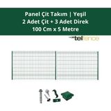 Telfence Panel Çit Takımı ( 2 Çit + 3 Direk ) Avantaj Paketi Bahçe Çiti - 5 Metre - 100 x 500 Cm - Yeşil