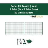 Telfence Panel Çit Takımı ( 2 Çit + 3 Direk ) Avantaj Paketi Bahçe Çiti - 5 Metre - 50 x 500 Cm - Yeşil