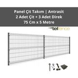 Telfence Panel Çit Takımı ( 2 Çit + 3 Direk ) Avantaj Paketi Bahçe Çiti - 5 Metre - 75 x 500 Cm - Antrasit