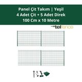 Telfence Panel Çit Takımı ( 4 Çit + 5 Direk ) Avantaj Paketi Bahçe Çiti - 10 Metre - 100 x 1000 Cm - Yeşil
