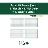 Telfence Panel Çit Takımı ( 4 Çit + 5 Direk ) Avantaj Paketi Bahçe Çiti - 10 Metre - 120 x 1000 Cm - Yeşil