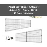 Telfence Panel Çit Takımı ( 4 Çit + 5 Direk ) Avantaj Paketi Bahçe Çiti - 10 Metre - 49 x 1000 Cm - Antrasit