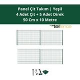 Telfence Panel Çit Takımı ( 4 Çit + 5 Direk ) Avantaj Paketi Bahçe Çiti - 10 Metre - 49 x 1000 Cm - Yeşil