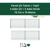 Telfence Panel Çit Takımı ( 4 Çit + 5 Direk ) Avantaj Paketi Bahçe Çiti - 10 Metre - 74 x 1000 Cm - Yeşil