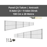 Telfence Panel Çit Takımı ( 8 Çit + 9 Direk ) Avantaj Paketi Bahçe Çiti - 20 Metre - 100 x 2000 Cm - Antrasit