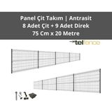 Telfence Panel Çit Takımı ( 8 Çit + 9 Direk ) Avantaj Paketi Bahçe Çiti - 20 Metre - 74 x 2000 Cm - Antrasit