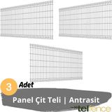 Telfence Panel Çit Teli , Bahçe Çiti , 3 Adet - 75 x 250 - Antrasit