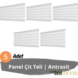 Telfence Panel Çit Teli , Bahçe Çiti , 5 Adet - 100 x 250 - Antrasit