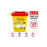 TELKAR 0,7 Lt Tıbbı Atık Kutusu 125 Adet Hasta Destek Aparatı LBSTM-2750