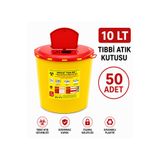 TELKAR 10 Lt Tıbbı Atık Kutusu 50 Adet Hasta Destek Aparatı LBSTM-2734