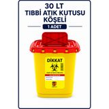 TELKAR 30 Lt Tıbbı Atık Kutusu Köşeli 1 Adet Sarı Çöp Kovası LBSTM-2702