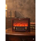 Telkur FP-821 Nostaljik Radyo Şömine Görünümlü LED Işık Fenerli Bluetooth,hafıza Kartı,usb Bellek,aux ve Radyo Destekli Hoparlör Kızıl Ahşap - Çok Renkli