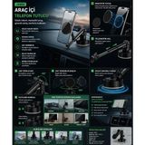 Telkur JX092 UltraGrip Pro 360° Manyetik Vakumlu Telefon Standı | Araç, Masa, Cam ve Duvar Uyumlu - Renkli