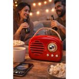 Telkur Torima KTS-1682 Retro Bluetooth Hoparlör LED Işıklı Fm Radyo USB Şarjlı Taşınabilir Kırmızı