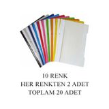 Telli Dosya 10 Renk 20 Adet Telli Dosya A4 Okul Buro Ofis