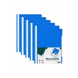 Telli Dosya Mavi A4 – 50'li - 5 Paket Plastik Klasör Delikli