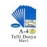 Telli Dosya Plastik A4 10 Lu 1 Paket Poşet Dosyalara Uyumlu Ekonomik Kaliteli Şeffaf Kapak Telli Dosya Okul Büro Ofis - Mavi